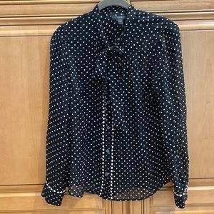 JCrew Sheer Polka Dot Blouse with Tie Bow Neck